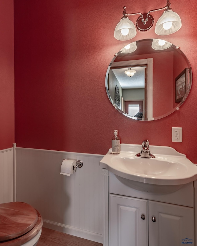 bathroom with toilet and vanity