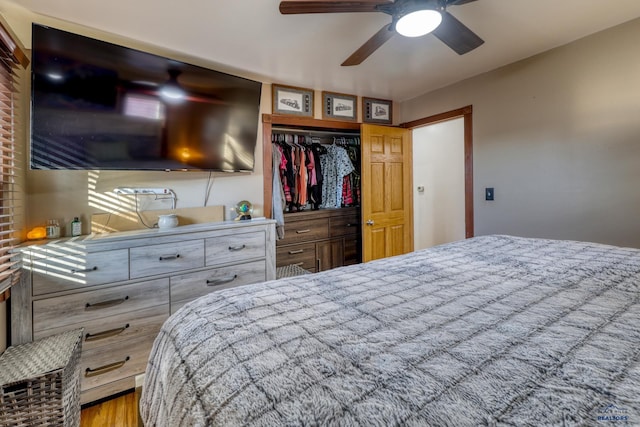 bedroom with a closet and ceiling fan