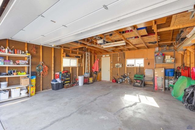 garage with a garage door opener