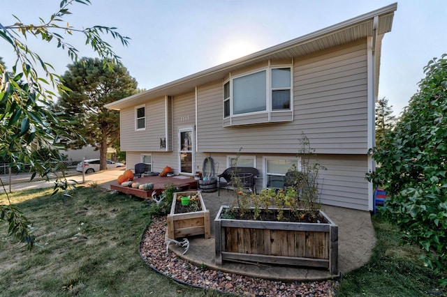 rear view of property with a yard