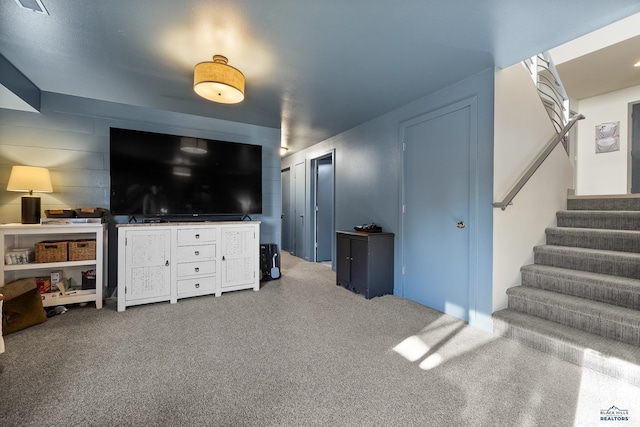 living room featuring carpet flooring