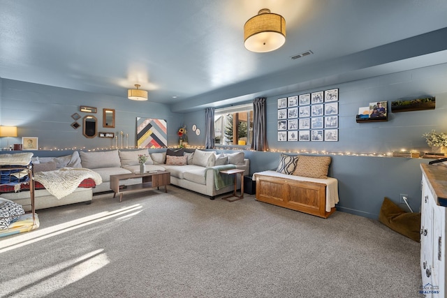 living room featuring carpet floors