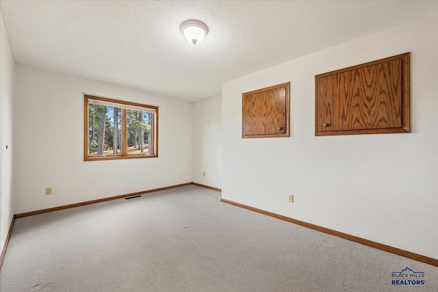 spare room with carpet flooring and a textured ceiling