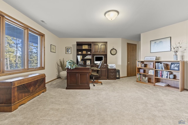 view of carpeted office space