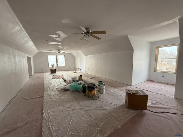 bonus room featuring vaulted ceiling and ceiling fan