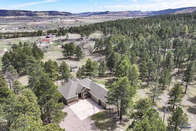 bird's eye view featuring a mountain view