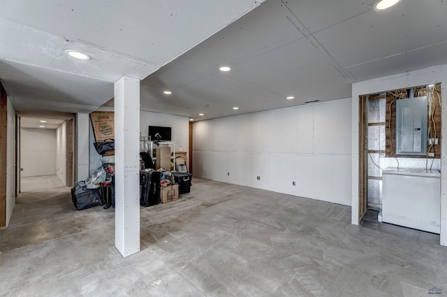 basement with electric panel