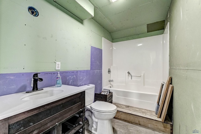 full bathroom featuring vanity, toilet, and shower / bath combination