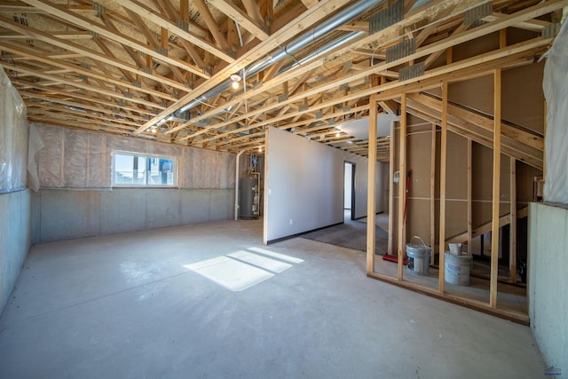 basement with water heater