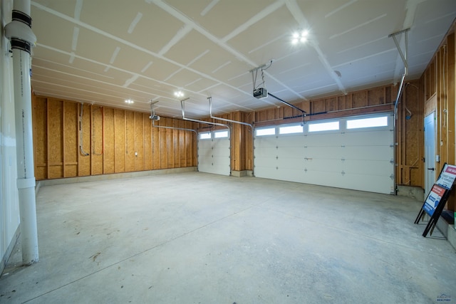 garage with a garage door opener