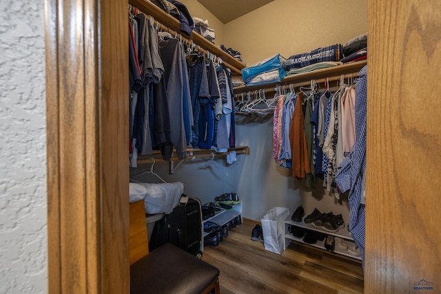 walk in closet featuring dark hardwood / wood-style floors