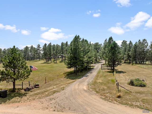 view of road featuring a rural view