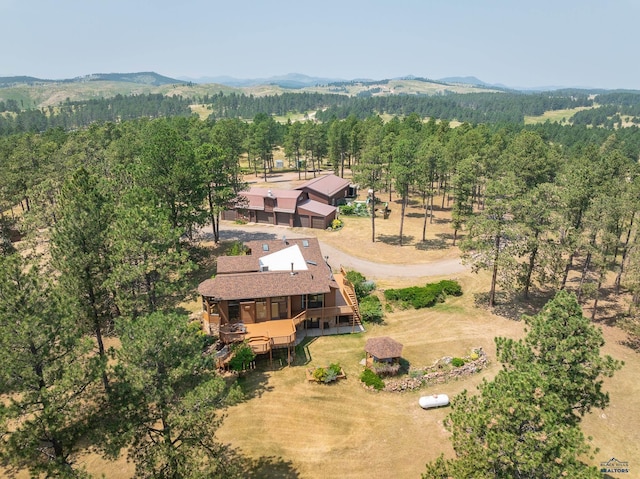 birds eye view of property with a mountain view