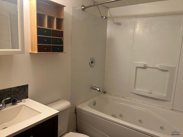 full bathroom featuring vanity, toilet, and shower / bath combination