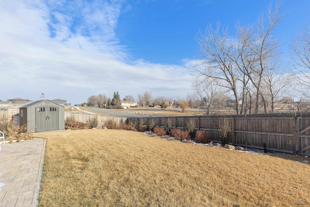 view of yard with a shed