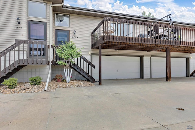 exterior space featuring a garage