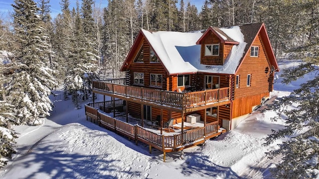 view of front facade with a deck