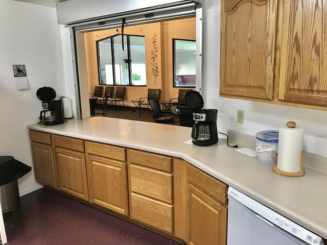 kitchen with white dishwasher