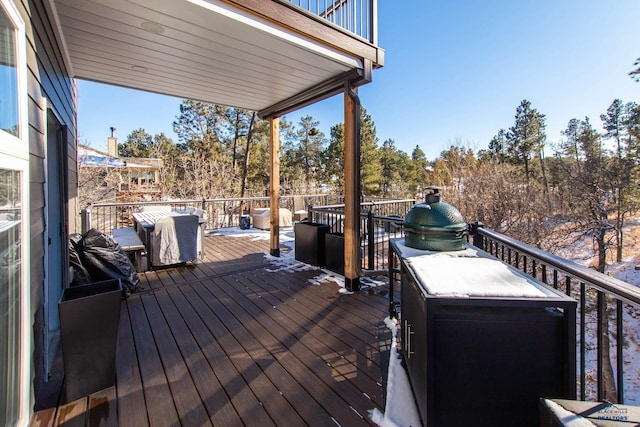 deck featuring grilling area