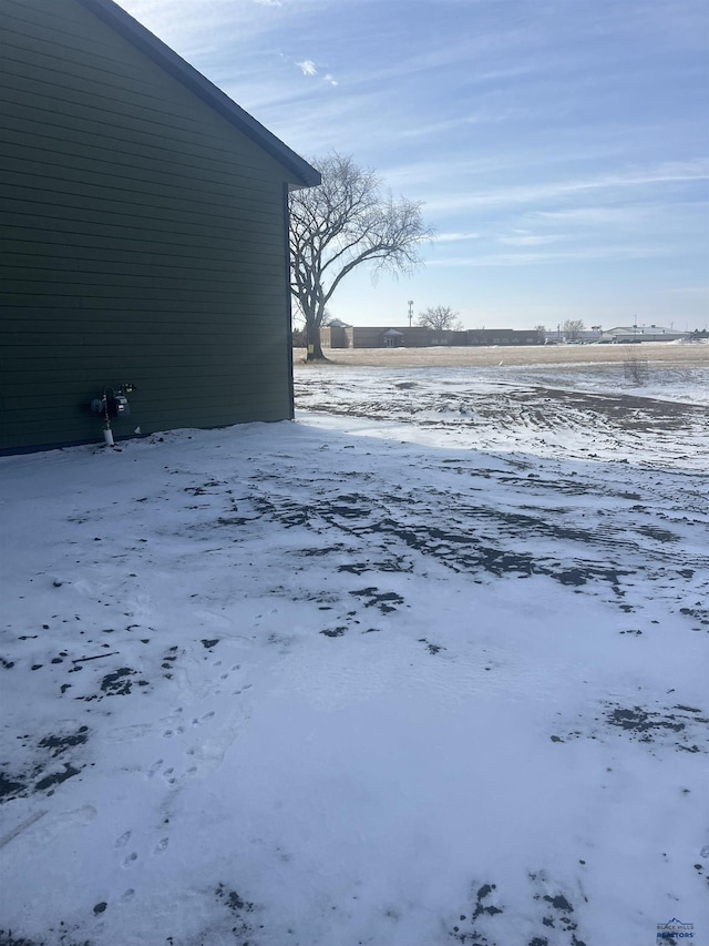 view of yard covered in snow