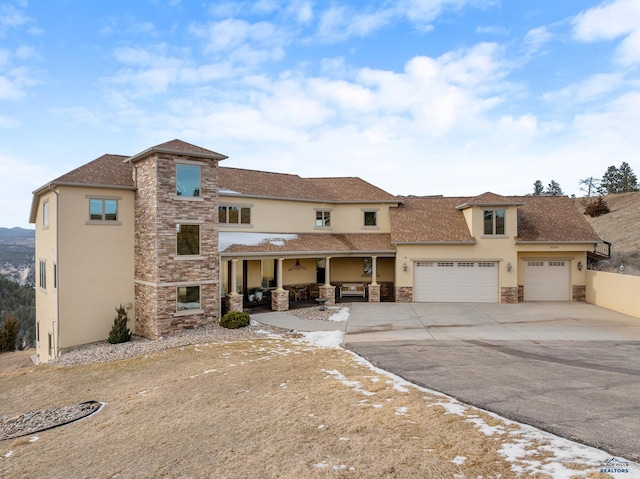 view of front of house with a garage