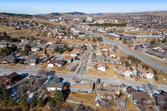 birds eye view of property featuring a residential view and a mountain view