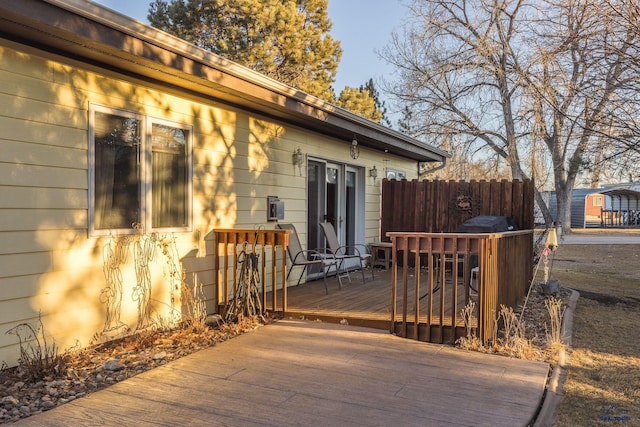 wooden terrace with fence