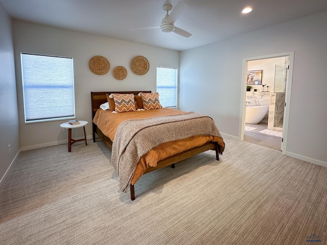 20216 Ponderosa Dr, Whitewood, SD 57793 - bedroom featuring light carpet, baseboards, ceiling fan, and recessed lighting