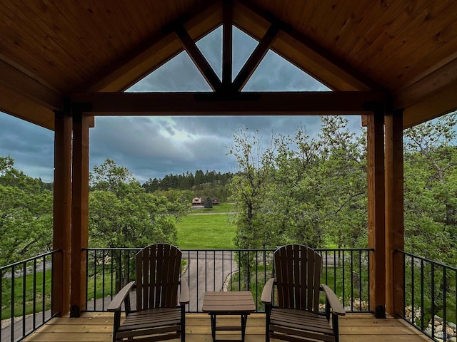 20216 Ponderosa Dr, Whitewood, SD 57793 - wooden terrace with a wooded view
