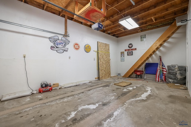 garage with a garage door opener