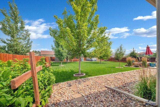 view of yard featuring a fenced backyard