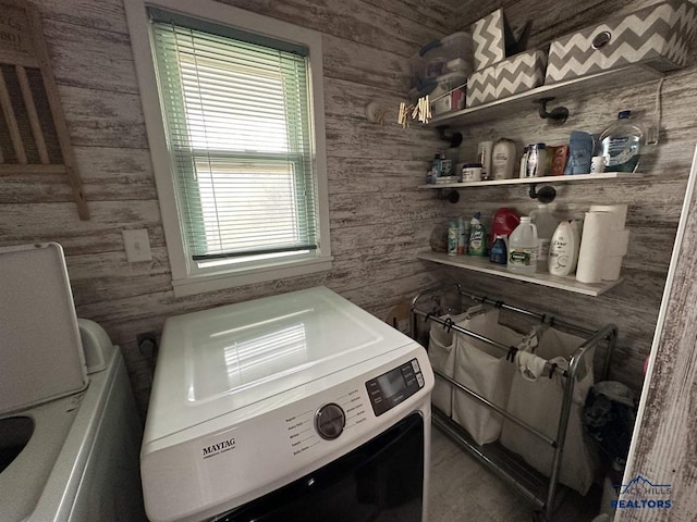 1001 E St, Edgemont, SD 57735 - interior space with washing machine and clothes dryer and open shelves