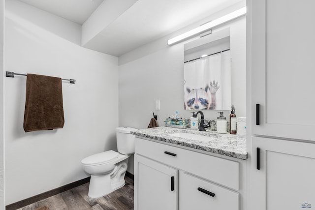 14113 Treasure Coach Rd, Piedmont, SD 57769 - full bathroom with baseboards, toilet, vanity, and wood finished floors