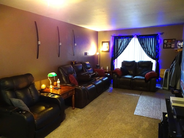 view of carpeted home theater room