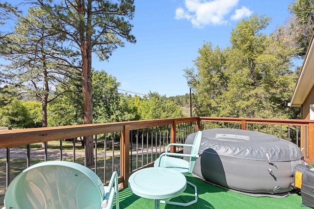 wooden deck with grilling area