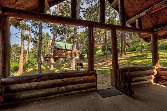 exterior space featuring hardwood / wood-style flooring