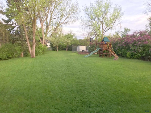 view of yard featuring a playground