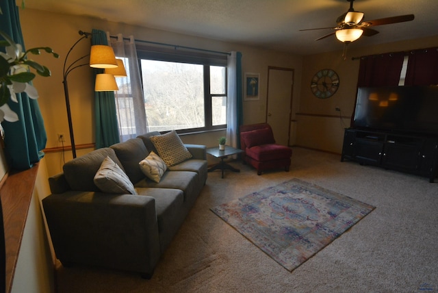 living room with ceiling fan