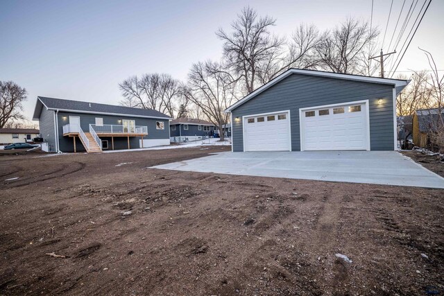 view of detached garage