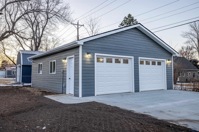 view of detached garage