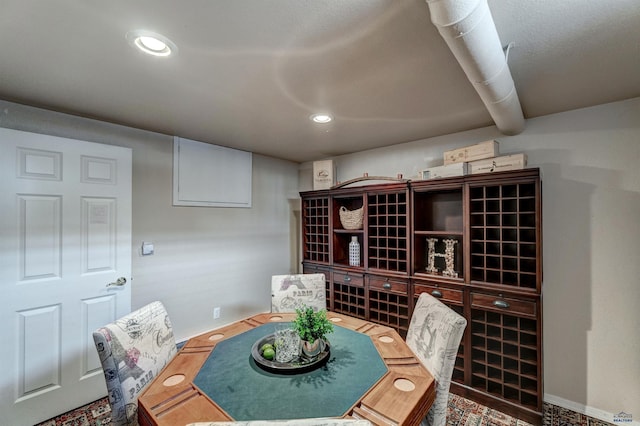 wine cellar featuring recessed lighting