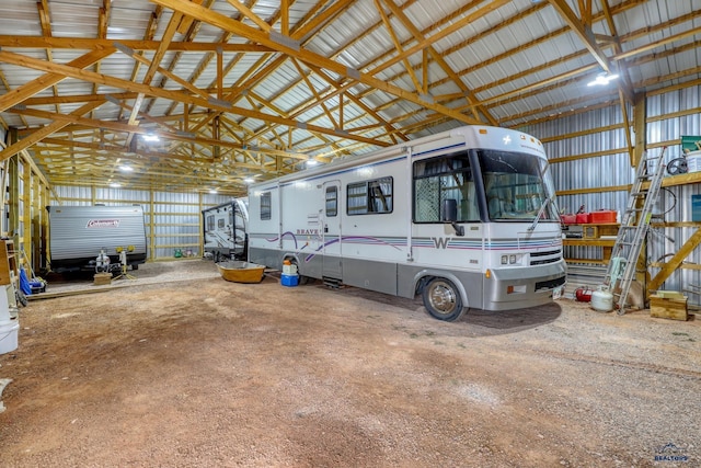 garage featuring metal wall