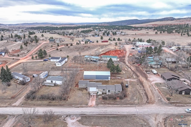 birds eye view of property featuring a mountain view