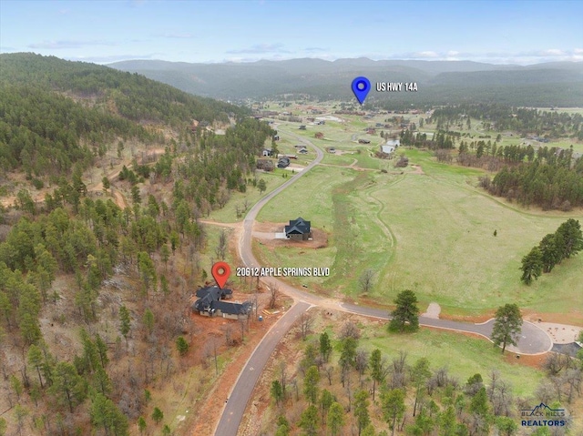 bird's eye view featuring a mountain view