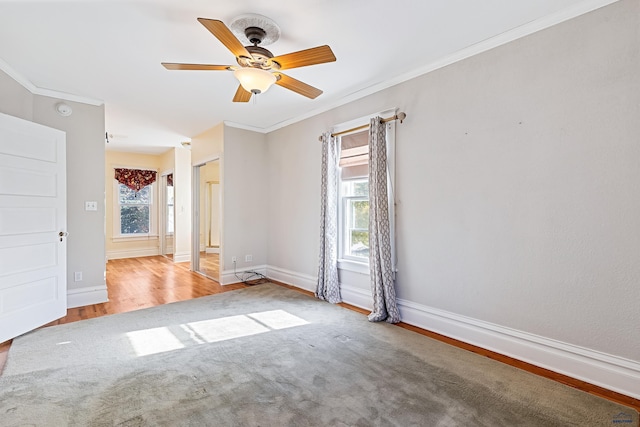 1120 W Blvd, Rapid City, SD 57701 - unfurnished room featuring wood finished floors, baseboards, ceiling fan, and crown molding
