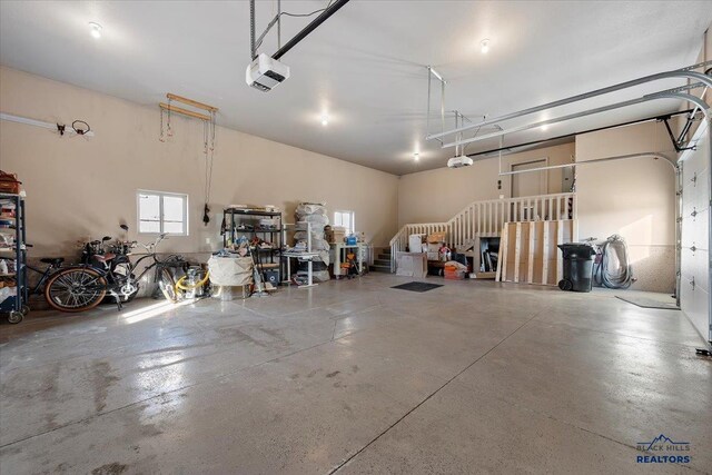 garage with a garage door opener