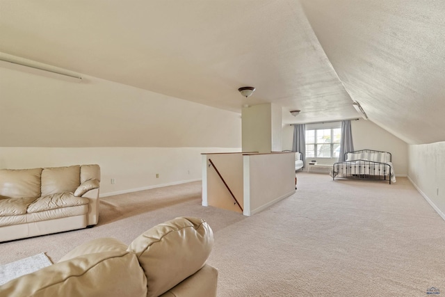 1000 W Blvd, Rapid City, SD 57701 - additional living space with baseboards, carpet flooring, a textured ceiling, and lofted ceiling