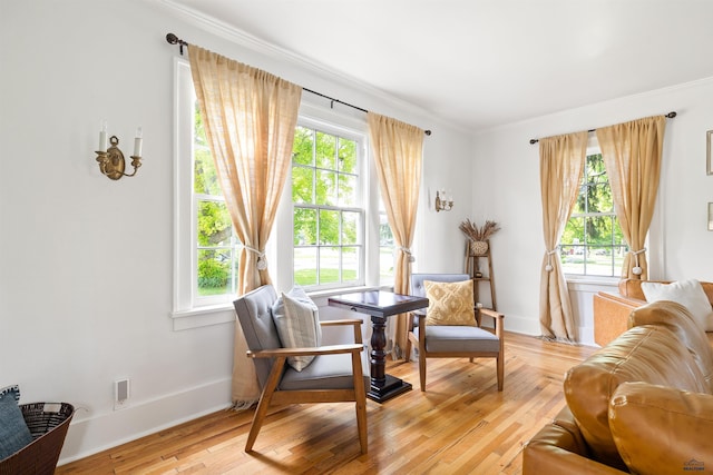 1000 W Blvd, Rapid City, SD 57701 - sitting room with crown molding, light wood-style flooring, baseboards, and a wealth of natural light