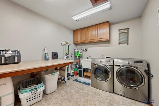 19329 US Highway 85, Belle Fourche, SD 57717 - laundry room with separate washer and dryer, cabinet space, and a sink