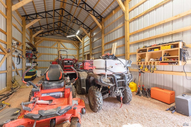 garage featuring metal wall